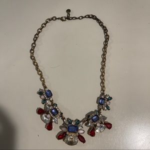 Blue, Maroon and Silver Statement Necklace